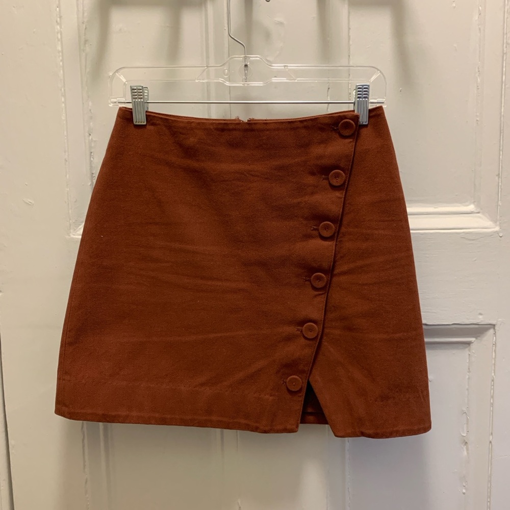 & Other Stories Rust Orange Brown Button-Front Mini Skirt Size 4